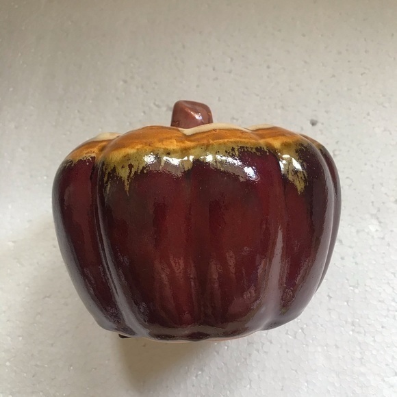Pumpkin Pottery Drip Glaze Glossy 8” Medium Fall Art Decor Excellent Condition - Picture 3 of 8